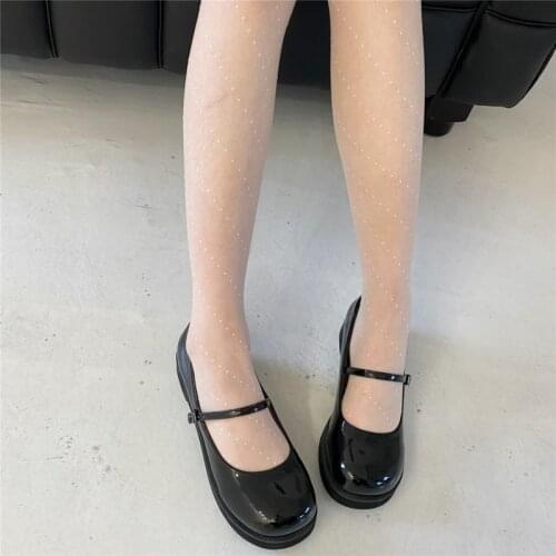 SP&CITY Dot Print Summer Black Silk Sexy Pantyhose Women Wave Transparent Summer Stocking Thin Lolita Girls Tights Streetwear