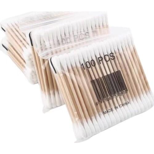 10Pack Double Head Wooden Sticks Cotton Swab Women Makeup Bamboo Cotton Buds Eyeshaow Blending Tool For Nose Ears Cleaning Tools
