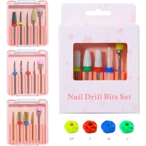 5pcs Tungsten Steel Milling Cutters For Manicure Nail Drill Bits Mill Machine Accessories Cutters Removing Gel Varnish Nail File