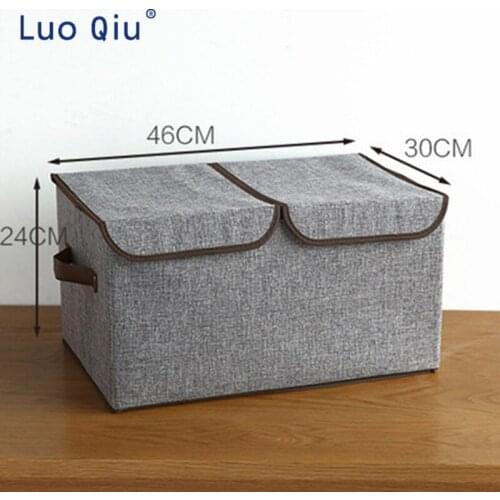 Japanese cotton and hemp multi-purpose double-cover storage box simple household solid color sundries box