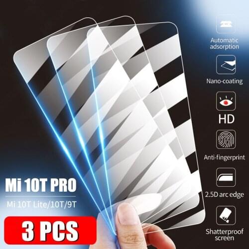3PCS 9H Tempered Glass For Xiaomi Mi 10T Pro Screen Protector For Xiaomi Mi 9T Pro Mi 10T Lite Glass