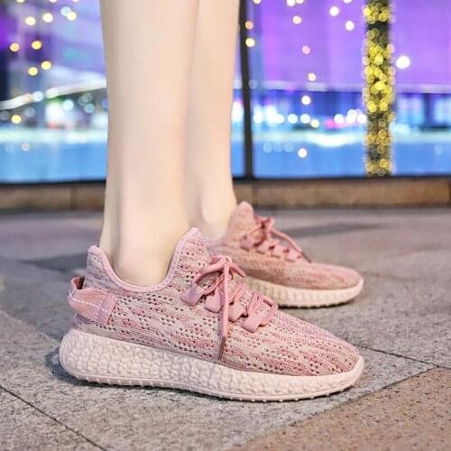 Summer new flying woven sneakers female Korean version of casual shoes female breathable coconut Super fire student board shoes