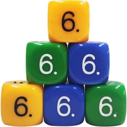 10 Pcs Color Acrylic Dice 6 Sided Dice 16mm Digital Number Cubes Round Coener For Kid Educational Toys DIY Board Games