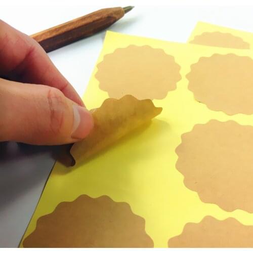 100pcs/lot Blank flower design thank you Kraft paper self-adhesive seal sticker DIY labels for handmade Products