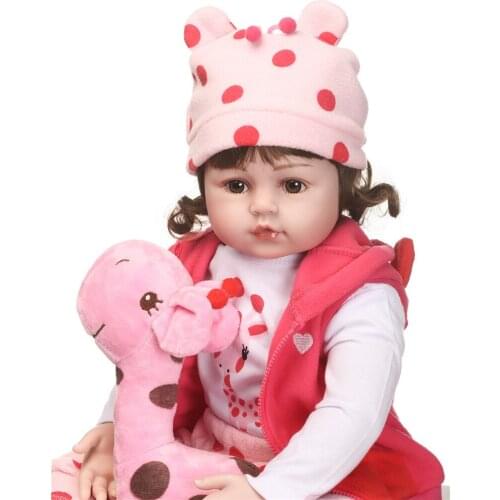 22" 58cm reborn dolls soft silicone vinyl baby dolls bebe princess reborn bonecas nice clothing girafa plush doll gift