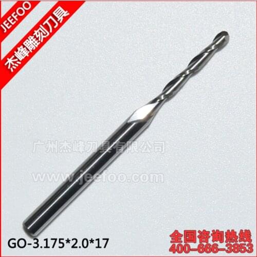 3.175*2.0*17mm 2 Flutes Ball End Milling Tools Spiral Router Bit CNC 3D Ball Nose End Mill Carbide Engraving Tools CNC Cutter