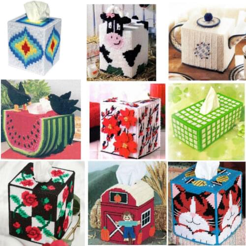 3D Cross-Stitch Rectangular tissue box DIY handwork Cross Stitch z1