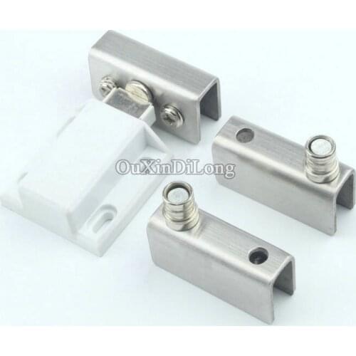 4Sets Stainless Steel Single/Double Door Glass Cabinet Hinges with Door Catches,Showcase Display Cabinet Hinges,for 5~8mm Glass