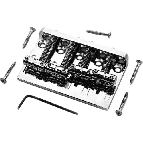 4 String Hardtail Bass Guitar Bridge for Fender Precision Jazz Bass PB JB Style Bass, Chrome