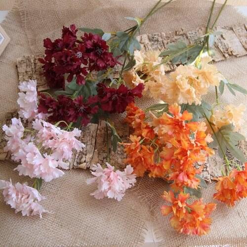 5pcs High Quality Simulation 6 Head Flower Branch Wedding Road Lead Ceiling Flower Wall Decoration Home Decoration