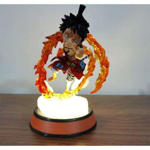 Anime One Piece GK Monkey D. Luffy Action Figure Straw Gang Cute Version Collection Model Toy Statue Figure Doll Luminescent