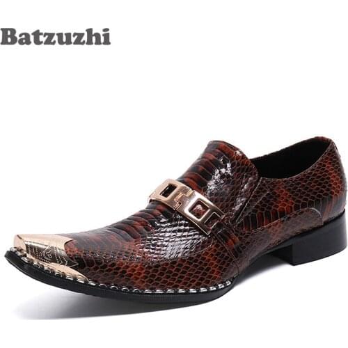 Batzuzhi Business Dress Shoes Men British Type Men Shoes Fashion Genuine Leather Party and Wedding Chaussures Hommes, Big Sizes