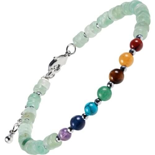 Lucky Stone 7 Chakra Bracelet Reiki Buddha Prayer Adjustable Bracelets for Women
