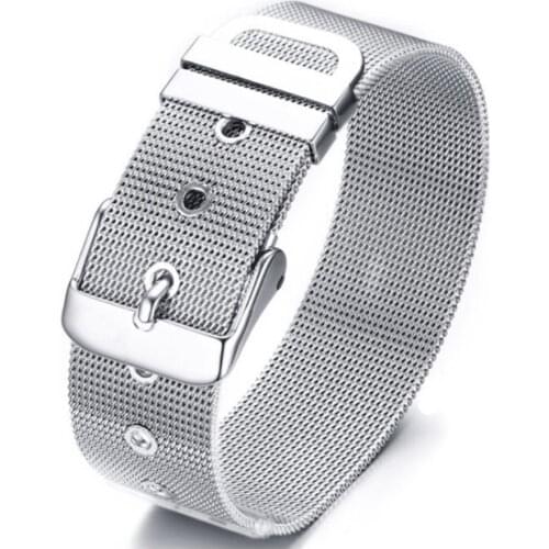 1pc Stainless Steel Mesh Bracelet Wristband Jewelry Making 18mm Wide 21cm Length Men DIY Accessories Fit Slide Letters Charms