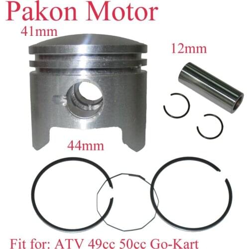49cc Motos Motorcycle Engine Parts Piston Kit Ring Set for ATV Go-Kart Mini Cuatri 50cc Diameter 44mm Two Stroke Motor Bike