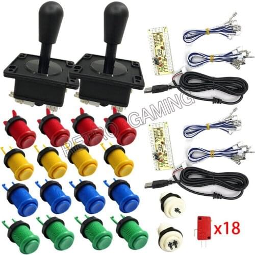 DIY arcade stick or Arcade Joystick kit for Mame Zero Delay USB Encoder Happ Joystick American style long Push Button