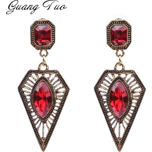 ES2151 Retro Exaggerated Crystal Earrings Fashion Triangle Drop Earrings For Women Luxury Banquet Ear Jewelry Anniversary Gifts