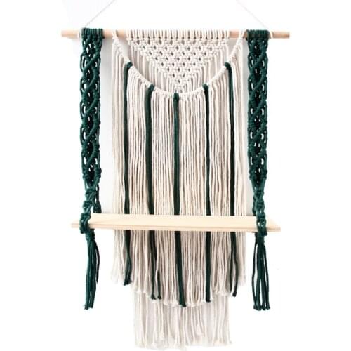 Macrame Tapestry Shelf Floating Shelves Tassel Weaving Cotton Rope Tapestry Floating Plants Hanger Wall Hanging Shelf