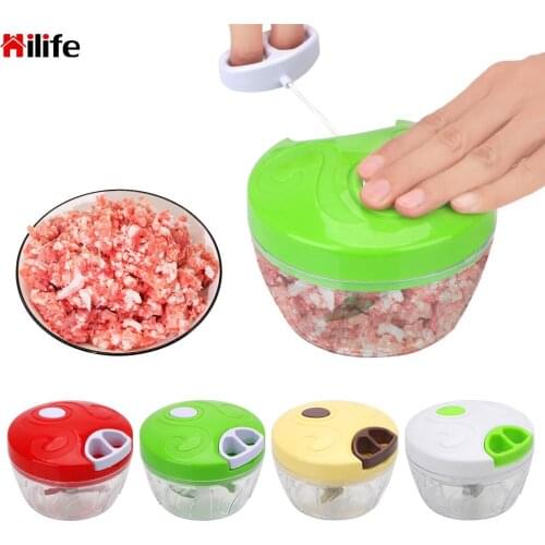 HILIFE Hand Chopper Mincer Slicer Kitchen Gadgets Shredder Garlic Onion Slicer Cutter Manual Rope Food Processor