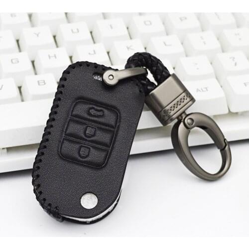 Leather Car Key Cover with Holder For Honda Spirior Fit Civic Accord City CB400 CRV Jazz Odyssey XRV Jed Etc Car Accessories