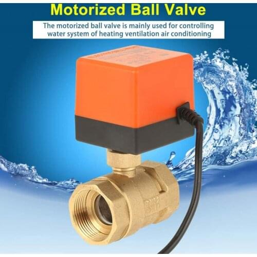 Brass Electrical Motorized Ball Valve 1pc AC 220V G1-1/4 DN32 2-Way 3-Wire 2-Point Control