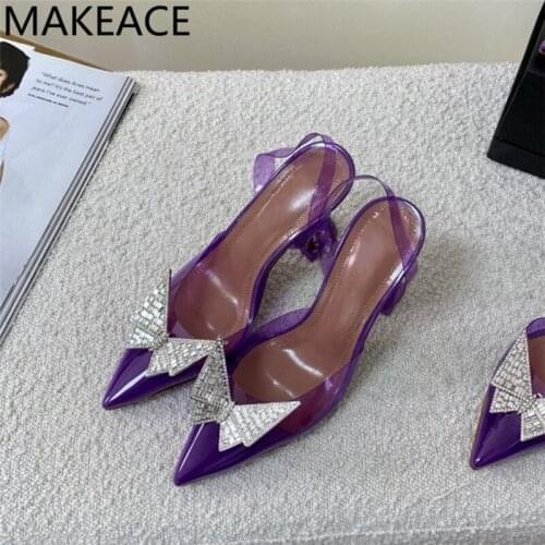 Summer Clear PVC Crystal Sandals Women rhinestone Butterfly Cup high Heel ladies Party Shoes Pumps Runway High Heel Sandals New