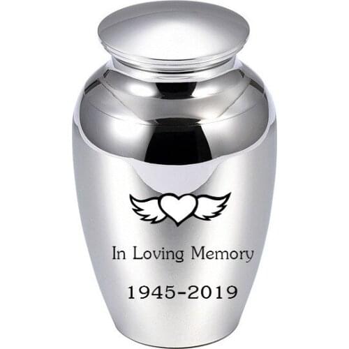 LHP129 In Loving Memory of Loved Human Pets Cremation Mini Urn for Ashes,Custom Engrave Angel Wing Memorial Keepsake Ashes Urn
