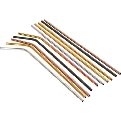 Reusable Stainless Steel Straws,Set of 10 Extra Long 10.5inch Metal Drinking Straws With 2 Brushes and Carry Bag,Environment-Fri