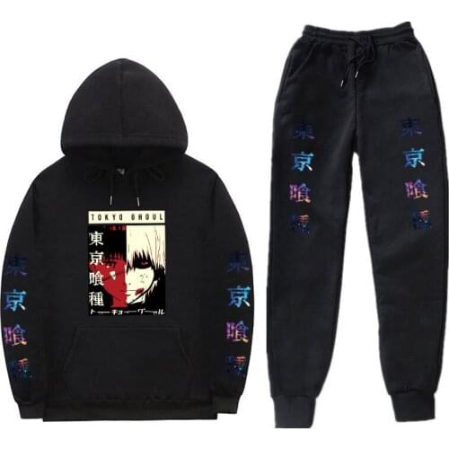 Japanese Anime Tokyo Ghoul mens sportswear track suit hoodie Autumn Winter Harajuku Hooded Sweat shirt clothes hoodie Suit