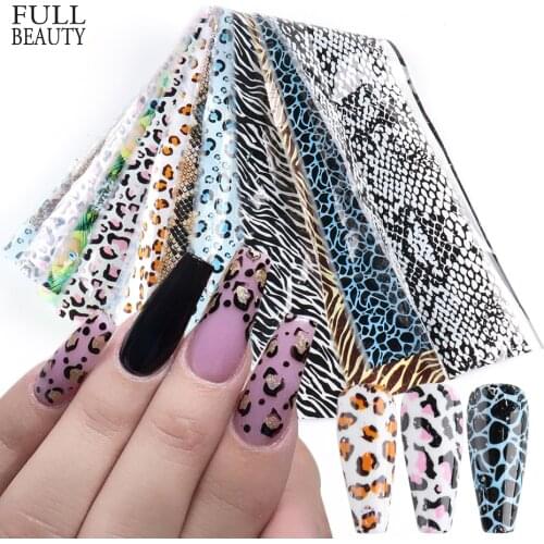 10pcs Sexy Leopard Nail Foil Set Wild Animal Skin Transfer Stickers Starry Sky Adhesive Manicure Decoration Accessory CHCQ917