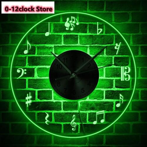 Music Theme Wall Clock Music Notes Wall Art Timepiece Mute Watch Creative Duvar Saati Horloge Home Decorative Musician Gift
