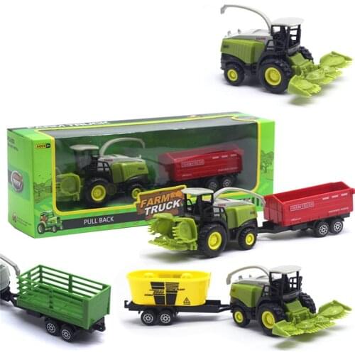 New 1/55 Diecast Farm Truck Tractor Friction Car Model Kids Educational Toy Gift crop Cutter Power Plant for Children Birthday