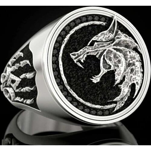 2021 New Trendy Wizard Hunter Wolf Claw Viking Warrior Retro Ring Luxury Charm Jewelry for Men Gothic Rings Wholesale Bulk 1Pcs