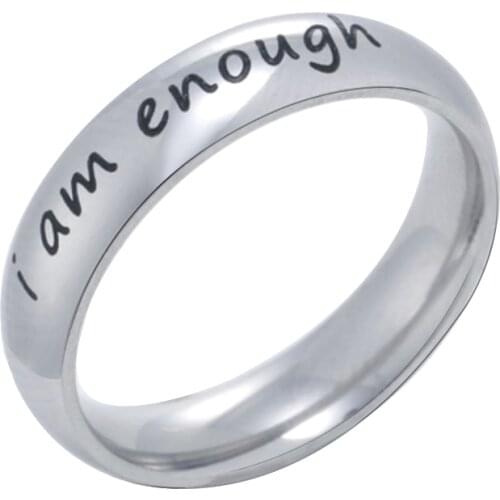 New Product I Am Enough Ring Stainless Steel Rings for Womens Jewelry Accessories 6mm Wide Fashionable Generous Ring