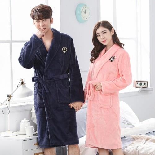 V-neck Sleepwear Full Sleeve Solid Colour Home Dressing Gown Intimate Lingerie Bathrobe Gown For Men&women Plus Size 3XL