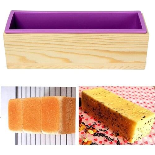 Premium Soap Silicone Loaf Mold with Natural Wooden Box for 900 Ml Loaf