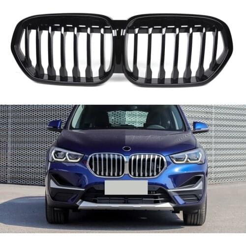 New X1 Car Front Bumper Kidney Grille for BMW X1 F48 2020 Gloss Black Racing Grills Auto Accessories High Quality ABS