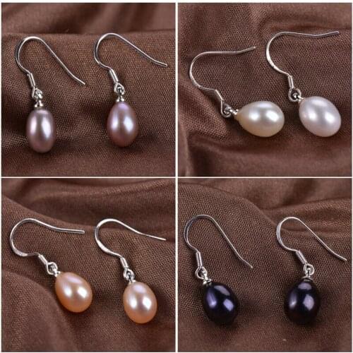 Natural 7-8mm Freshwater Pearl Silver Hook Earrings