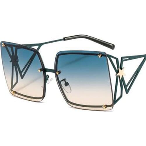 Oversized Shades luxury designer square sunglasses Women 2020 trendy Five-pointed star Sun Glasses Steampunk vintage glasses UV