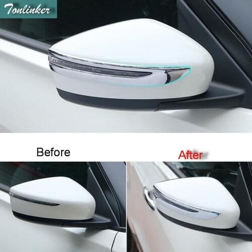 Tonlinker Cover Case Stickers for Nissan KICKS 2016-17 Car Styling 2 PCS ABS Chrome exterior Reversing rearview mirror stickers