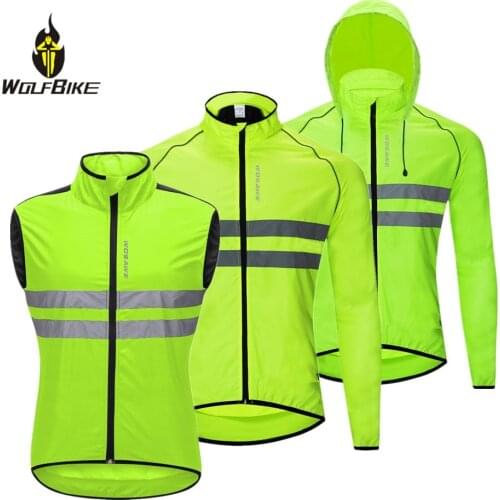 WOSAWE High Visibility Cycling Jackets Men Breathable Windproof Reflective Rain Water Resistance Sports Bike Bicycle Windbreaker