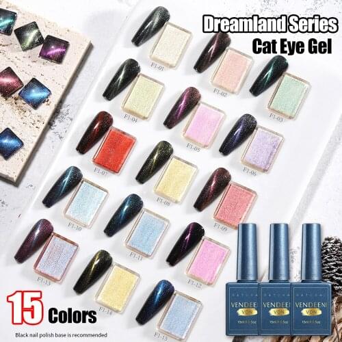 Vendeeni 15 Color Starry Sky Cat Eye Gel Nail Polish Magnetic Hybrid Galaxy Gel Varnish For Nail Art UV LED Soak Off Gel Lacquer
