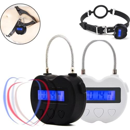 Charging Time Lock Fetish Handcuffs Mouth Gag Electric Timer Bdsm Bondage Restraints Chastity Lock for Couples Adult Sex Games
