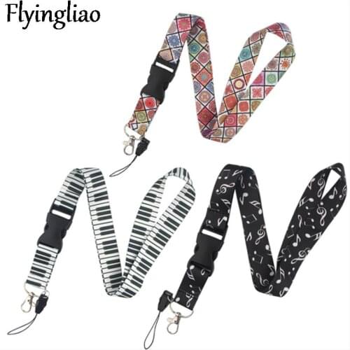 Yoga Mandala Note Piano Funny art Lanyard Neck Key Strap for Phone Keys ID Card Cartoon webbings ribbons