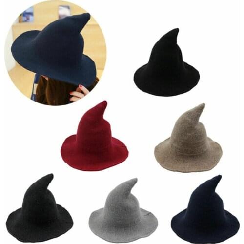 Women Lady Modern Witch Hat Made From High Quality Sheep Wool Halloween Party Xmas Winter Witch Hats