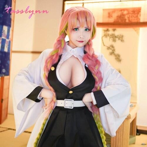 Anime Demon Slayer: Kimetsu No Yaiba Cosplay Kanroji Mitsuri Cosplay Kimetsu No Yaiba Costume Women Kanroji Mitsuri