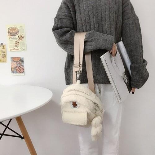 Women Mini Backpack Female Lamb Like Fabric Shoulder Bag Ladies Cute Kawaii Small Travel Bags Plush Purse for Teenage Girls