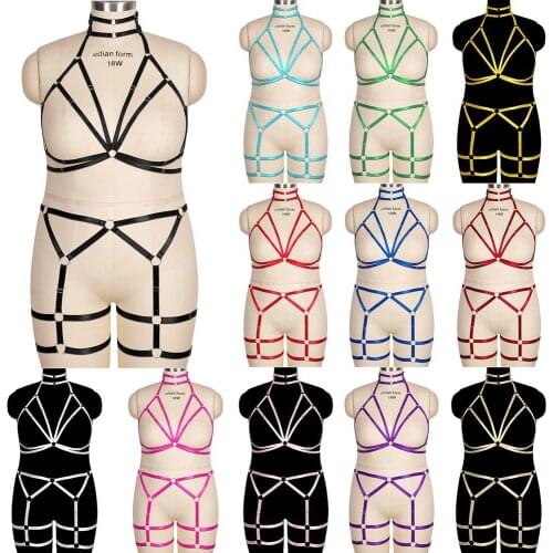 Gothic Lingerie Plus Size Harness Fashion Goth Womens Underwear Thigh Bands Bdsm Body Harness Cosplay Erotic Bandage Light Sexy