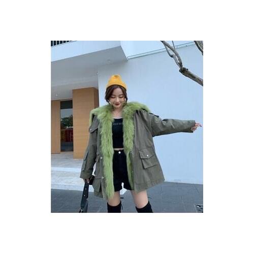 2020 winter Fur Collar Duck Down Coat Real Fur Coat Winter Jacket Women Parka Natural Raccoon Fox Fur Detachable Loose