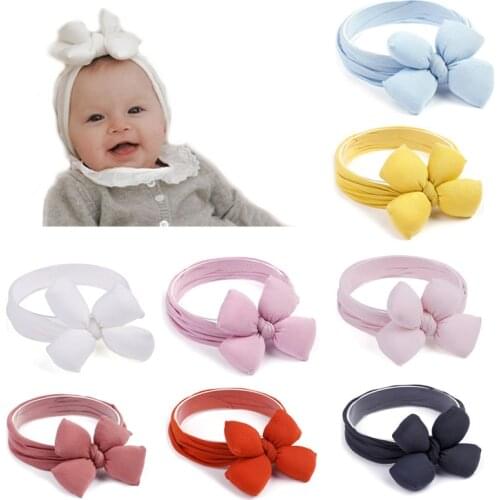 1PCS Baby Girls Lotus Bowknot Nylon Headband Knot Elastic Newborn Toddler Turban Headwraps Kids Hair Accessories Gifts